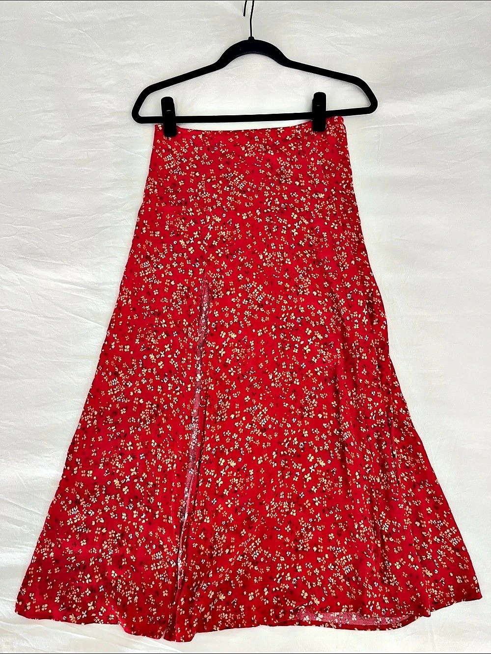 Reformation Floral Midi Skirt in Red Like New